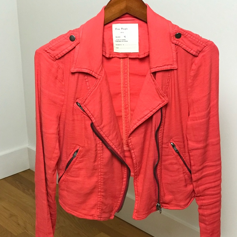 Free People Cropped Linen Jacket - Moto Style